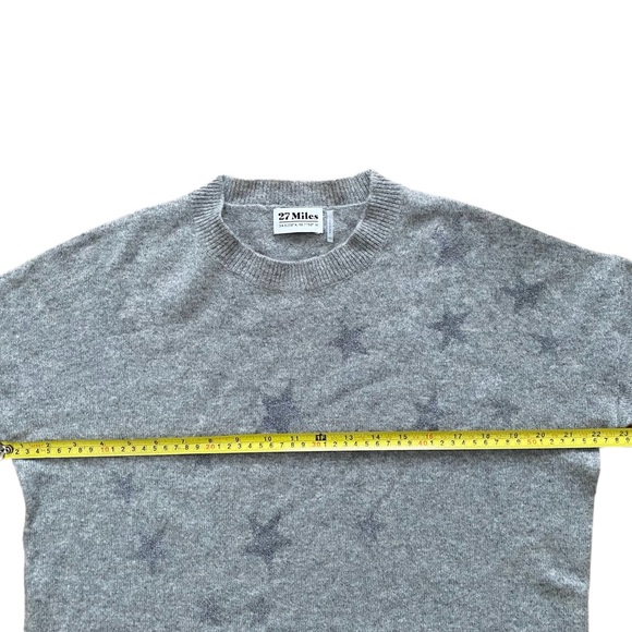 27 Miles Malibu Heathered Gray Sparkle Glitter Star 100% Cashmere Sweater XS/S - Picture 6 of 8